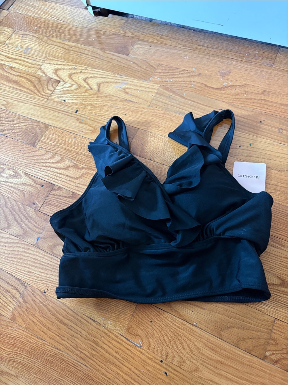 BloomChic Black Ruffle Bikini Top